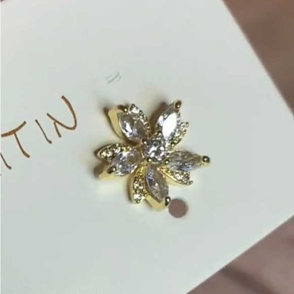 Clear Flower Post Earrings Bling korean style - Picture 6 of 8